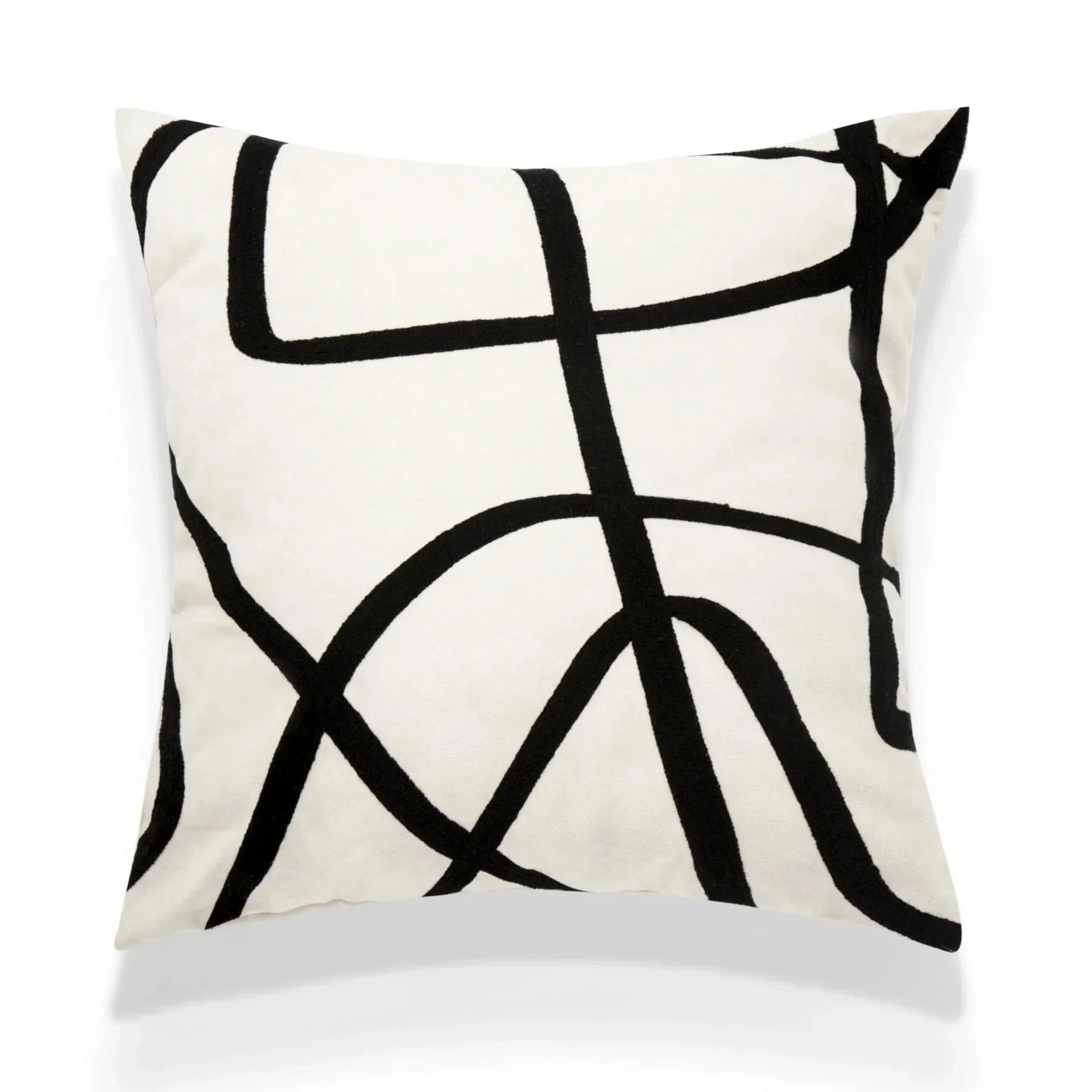 The Niomi – Suede Geometric Embroidered Cushion Cover