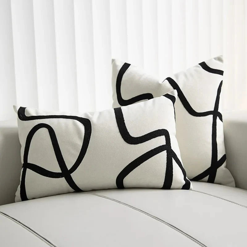 The Niomi – Suede Geometric Embroidered Cushion Cover