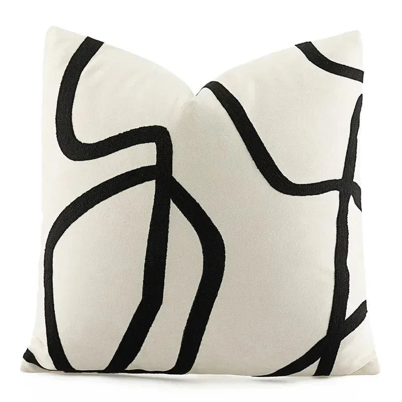 The Niomi – Suede Geometric Embroidered Cushion Cover