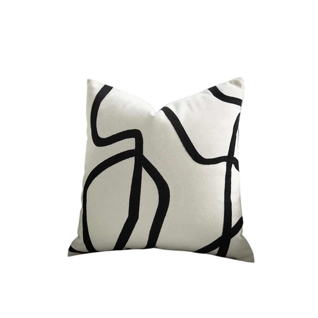The Niomi – Suede Geometric Embroidered Cushion Cover