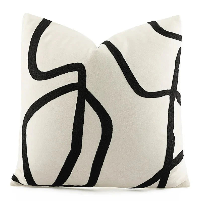 The Niomi – Suede Geometric Embroidered Cushion Cover
